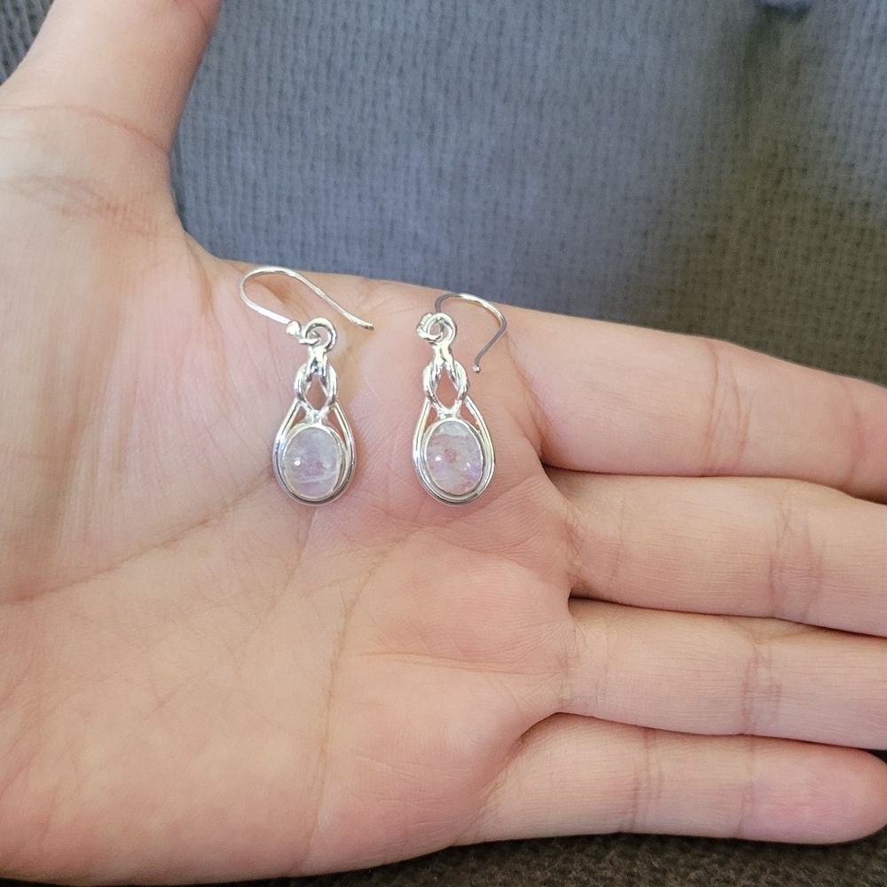 Shivam Silver Moonstone🌙 Earrings - Picture 13 of 14